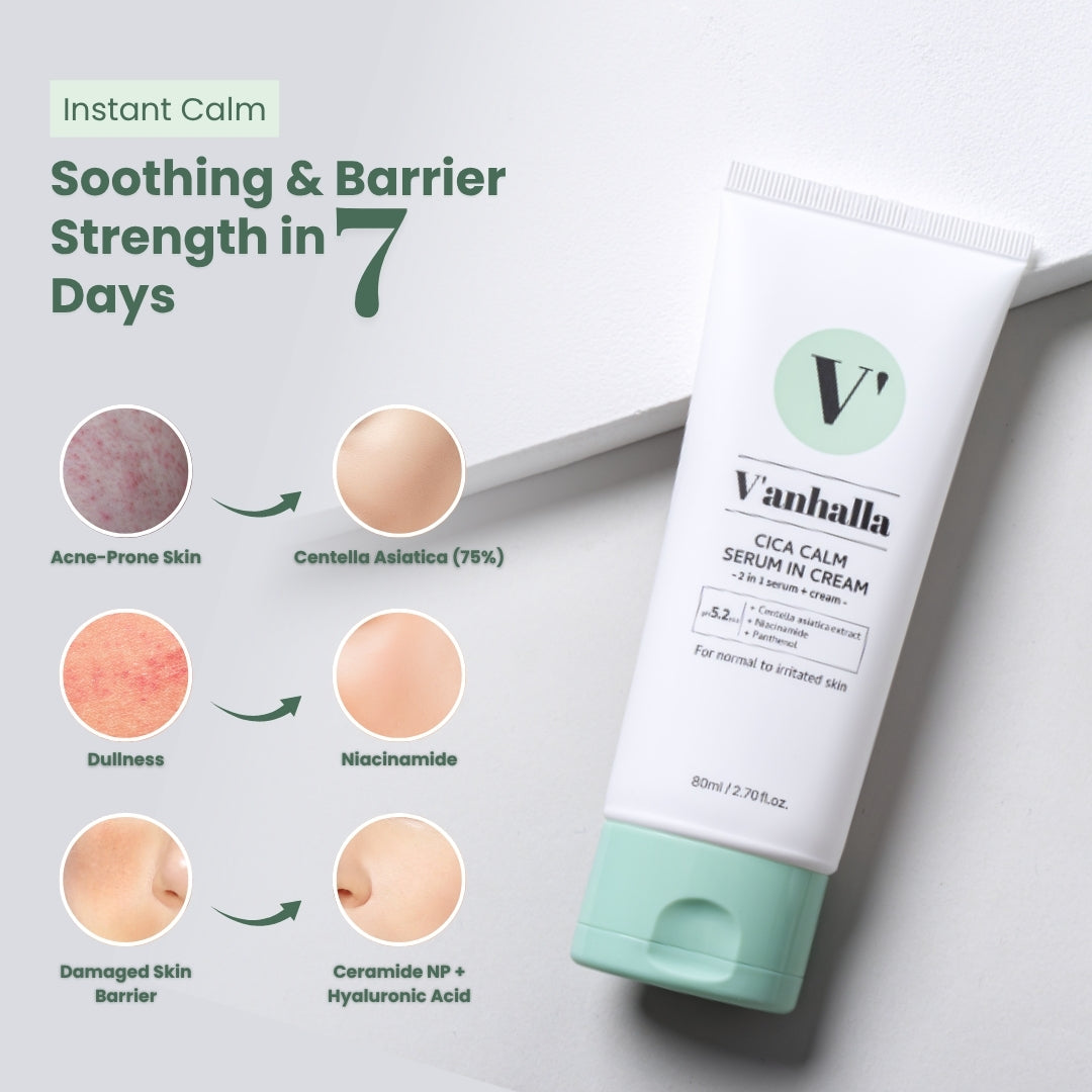 V’anhalla Cica Cream with Centella extract, niacinamide, ceramide NP and hyaluronic acid – strengthens skin barrier