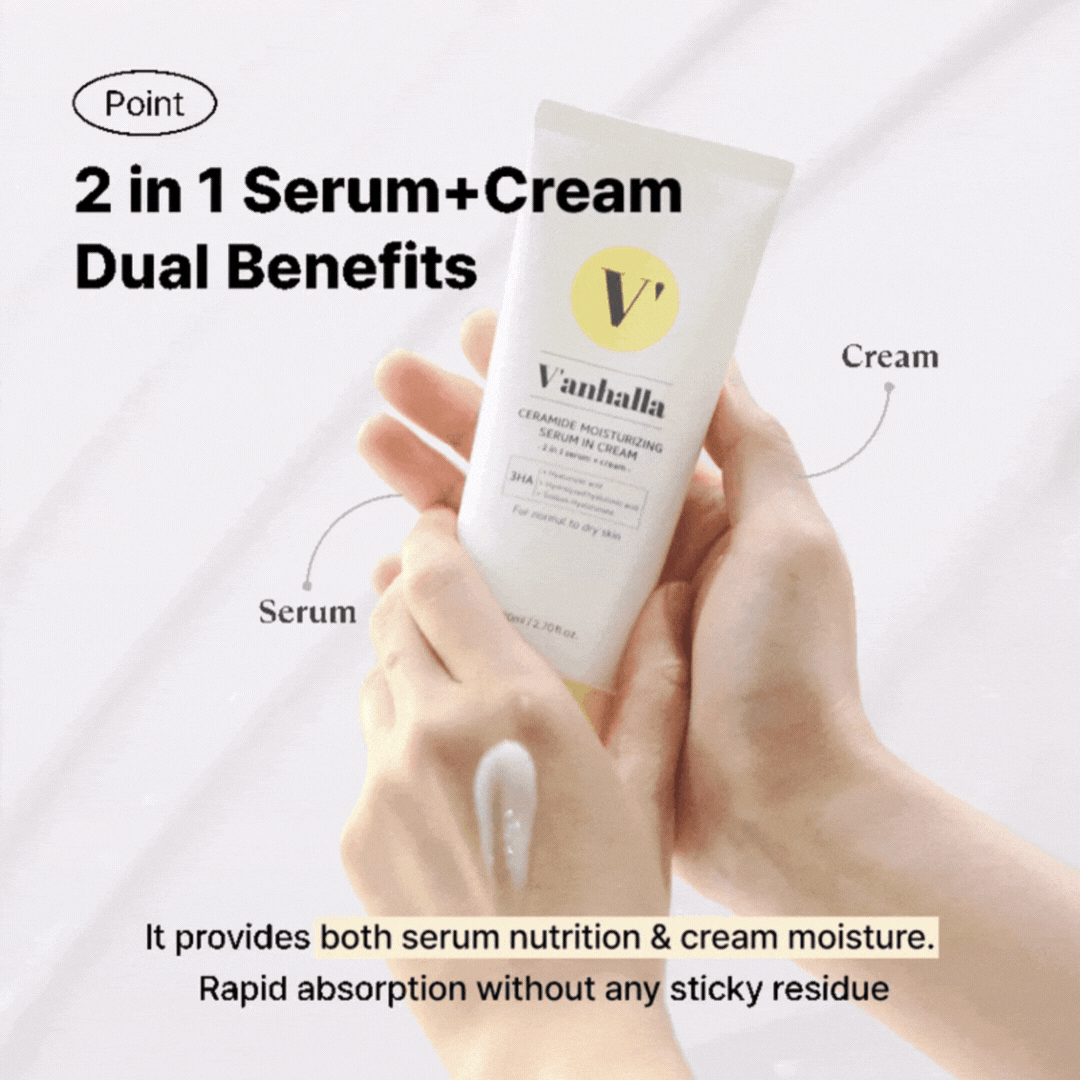 Dual benefit V’anhalla Serum-in-Cream – lightweight moisturizer with ceramide & hyaluronic acid