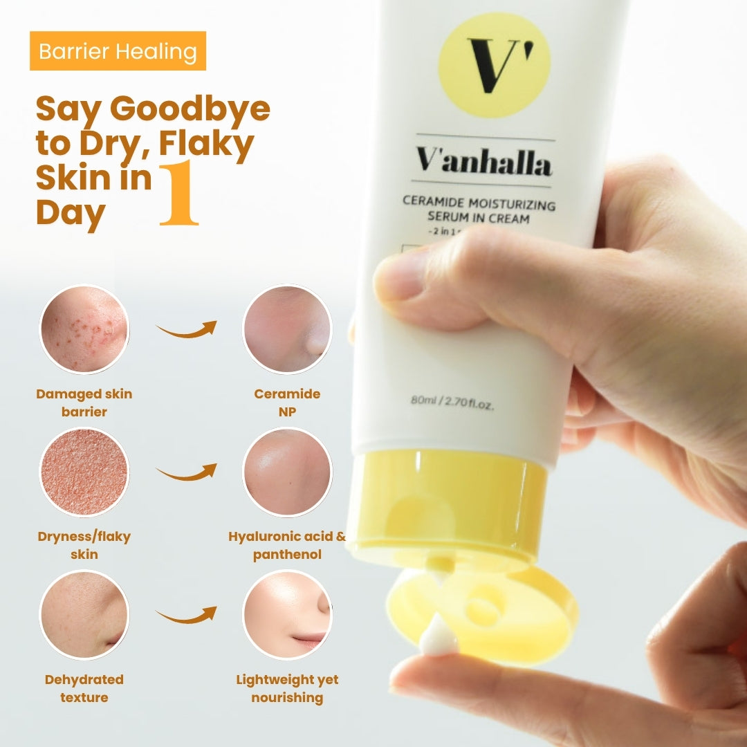 V’anhalla Ceramide NP and Hyaluronic Acid cream – repairs skin barrier and reduces dryness