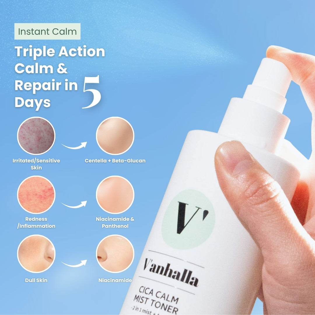 V’anhalla Cica Calm Toner with niacinamide & beta-glucan – calms sensitive, acne-prone skin