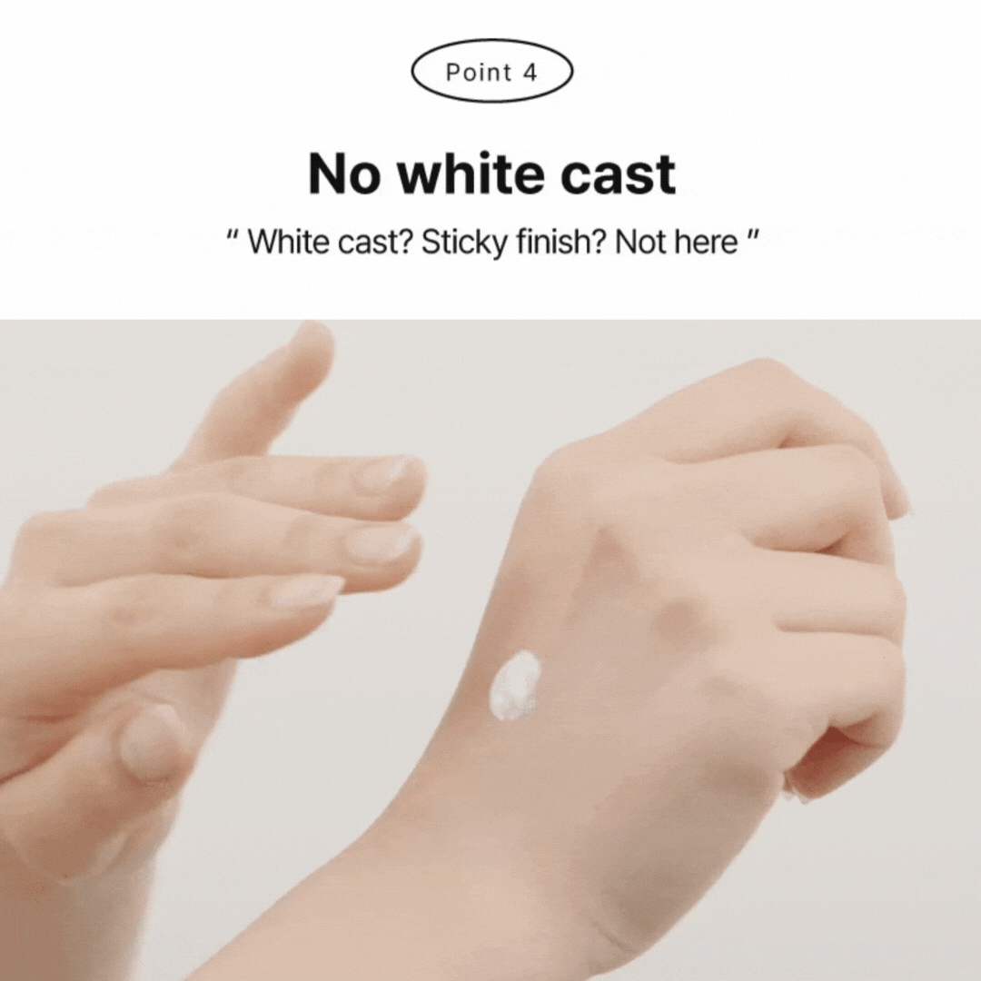 No white cast demo—sunscreen blending clear on skin